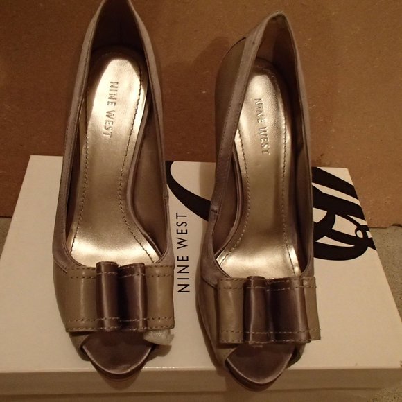 SEXY NINE WEST GREY LEATHER SATIN STILETTO HEELS - Picture 8 of 8